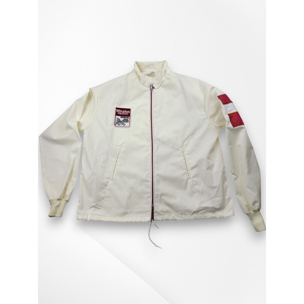 Vintage Winston Cup NASCAR Racing Windbreaker Jacket Men's Large Cream